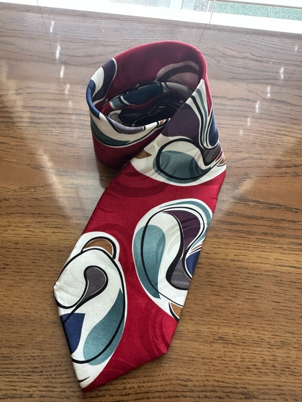 Silk vintage Red Abstract Print Men's Tie